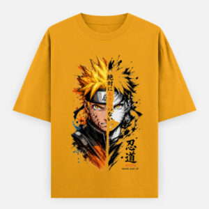 Naruto Shippuden: Naruto Uzumaki Battle Mode Unisex  Oversized Classic Cotton T-Shirt